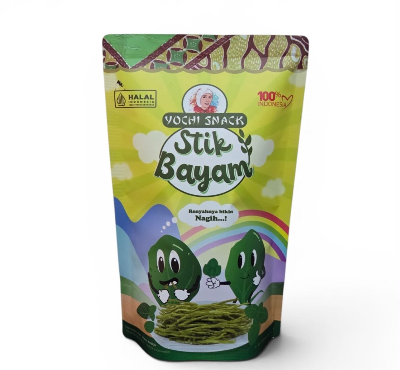 Stik Bayam Yochi Snack kemasan pouch