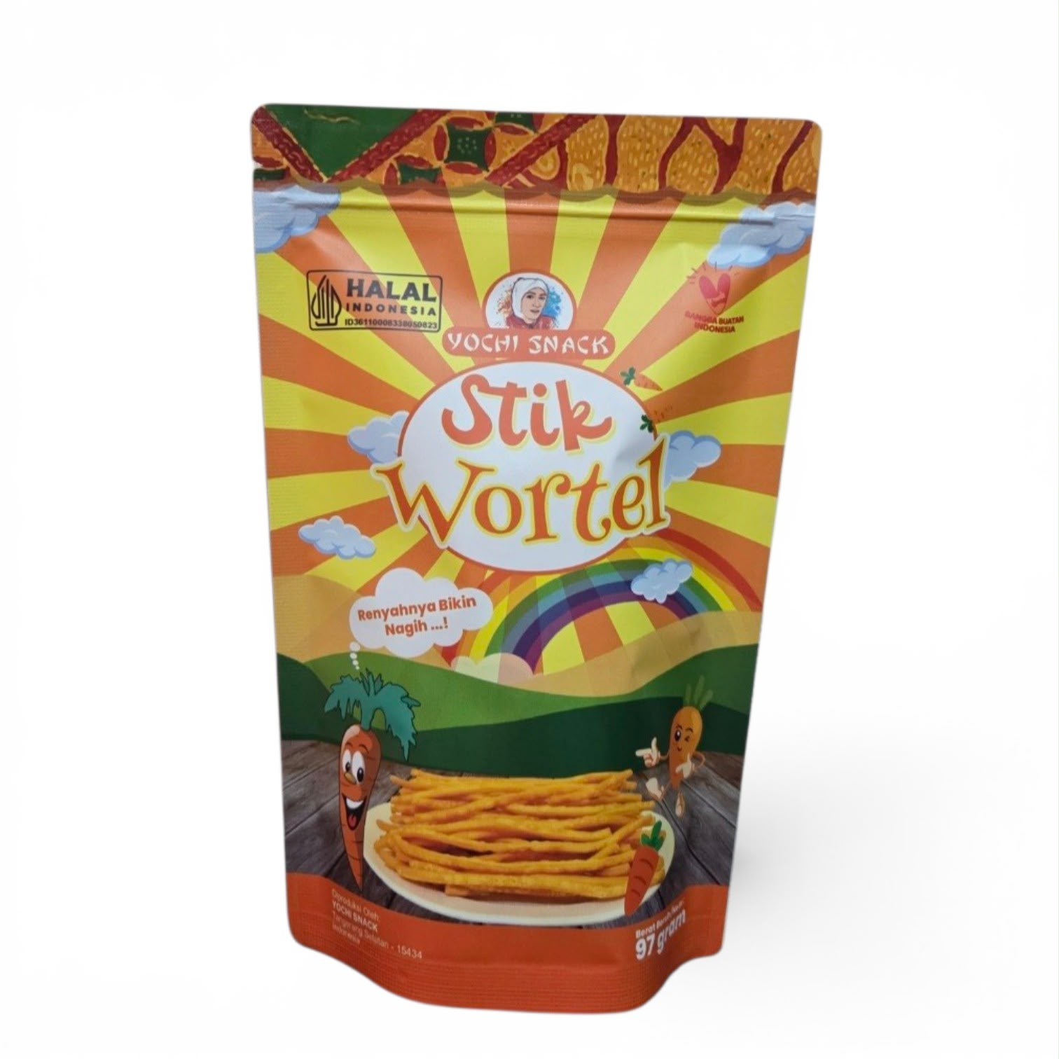 Stik Wortel Yochi Snack kemasan pouch